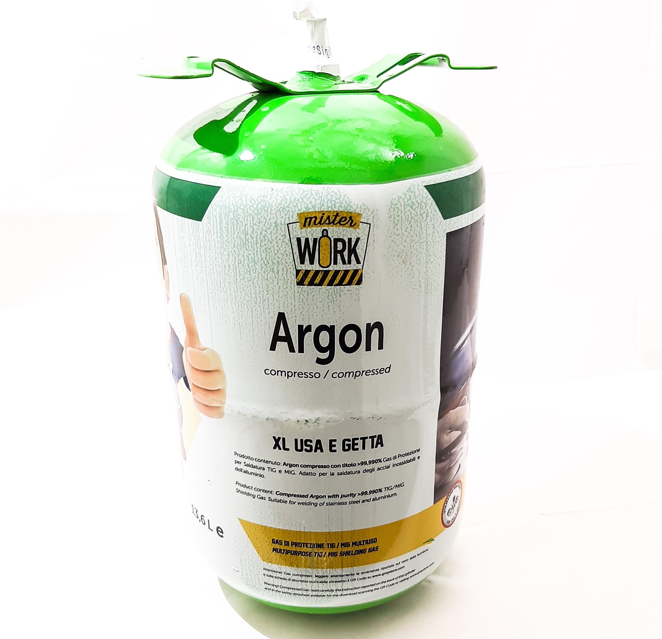 Bombola di gas Argon usa e getta 14 litri 60 bar saldatura TIG Mister