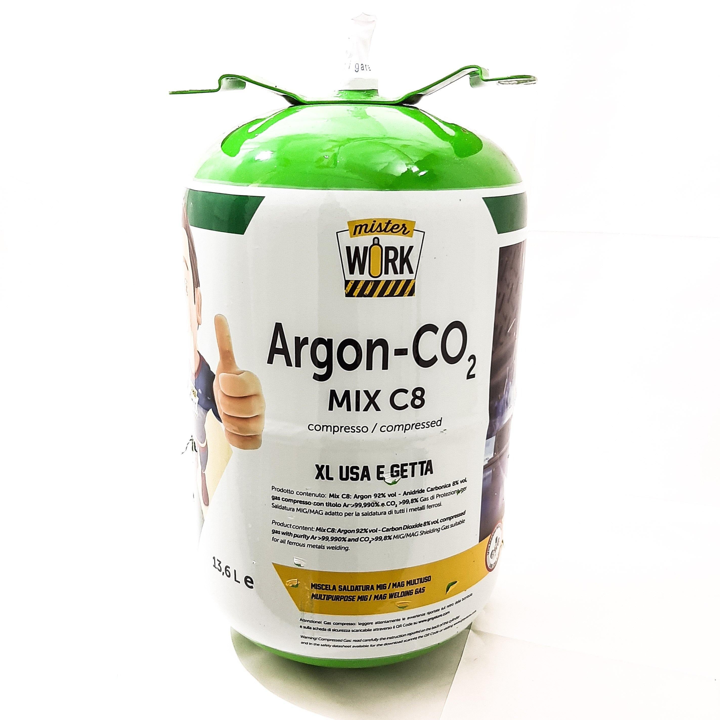 Bombola di gas miscela Argon/CO2 usa e getta 14 litri 60 bar C8 saldat