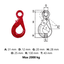 Tirante a catena 8 mm due bracci 3 metri con ganci a forcella autobloccanti e accorciatori ad occhio grado 80