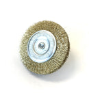 Circular steel brush with diam stem. 6 mm