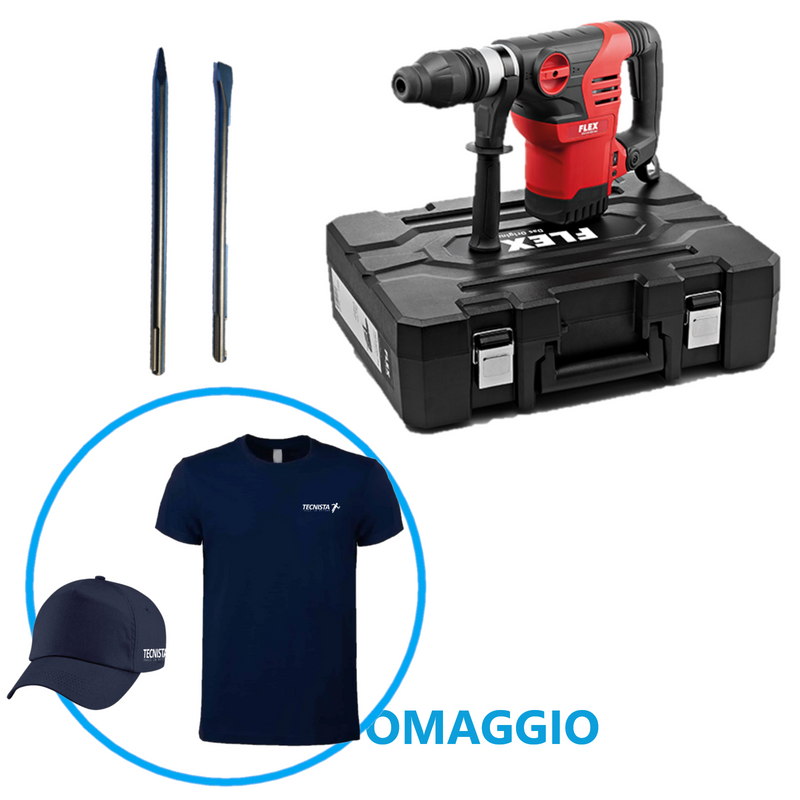 Martello Demolitore Elettrico Flex CHE 5-40 SDS Max con 2 SCALPELLI INCLUSI +OMAGGIO T-SHIRT E CAPPELLINO TECNISTA