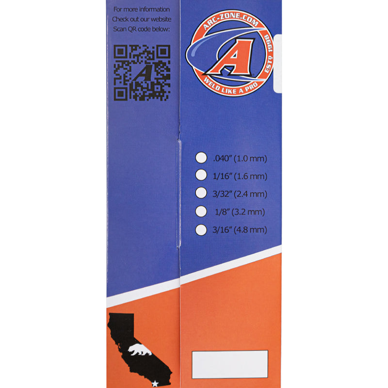Packaging Tungsten electrodes TIG welding ArcTime™ Arc-Zone non-radioactive sky blue color diameter 1.0 - 1.6 - 2.4 - 3.2 mm AWS EWG