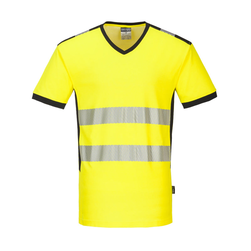 T-SHIRT-alta-visibilità-giallo-fluo-taglia-da-S-a-4XL-scollo-a-V-possibilità-ordinazione-colore-arancio-PORTWEST-PW310