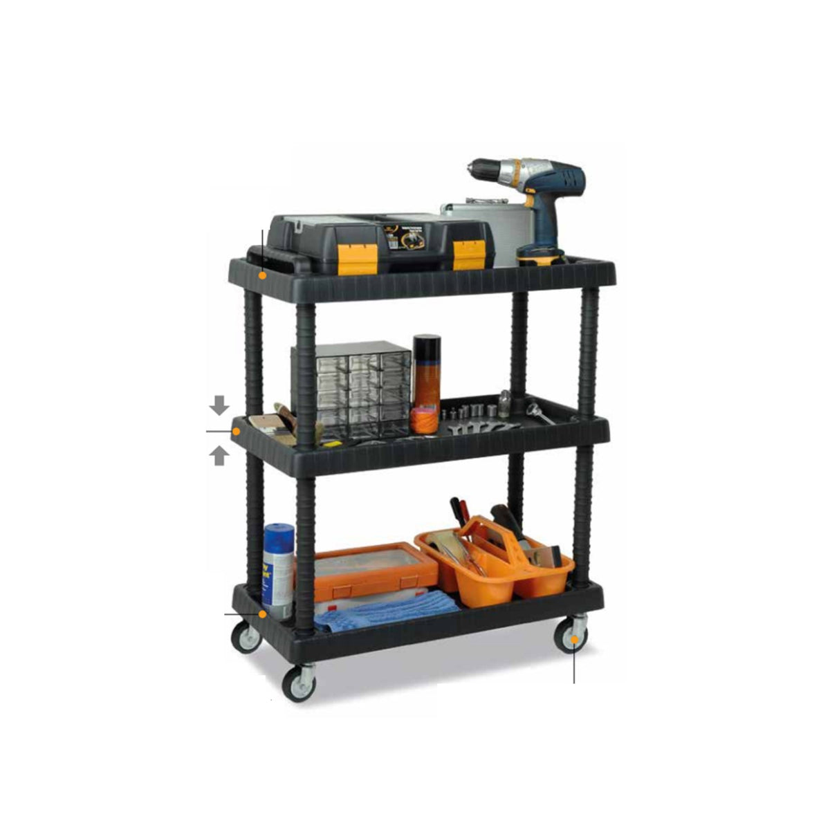 Maxworks Carrello Mobile Quadrato – Piattaforma Per Traslochi In Plastica – 40,6x40,6 Cm – Capacità 136 Kg – 4 Ruote Piroettanti – Giallo