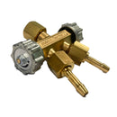 Derivazione 2 vie con rubinetto per riduttore di pressione GAS-OSSIGENO attacco 3/8" portagomma da 8 mm