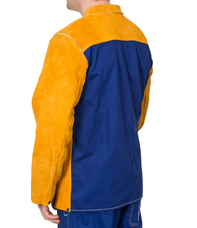 Giacca saldatore in crosta di bovino con schienale in cotone ignifugo Tg. XL WELDAS GOLDEN BROWN