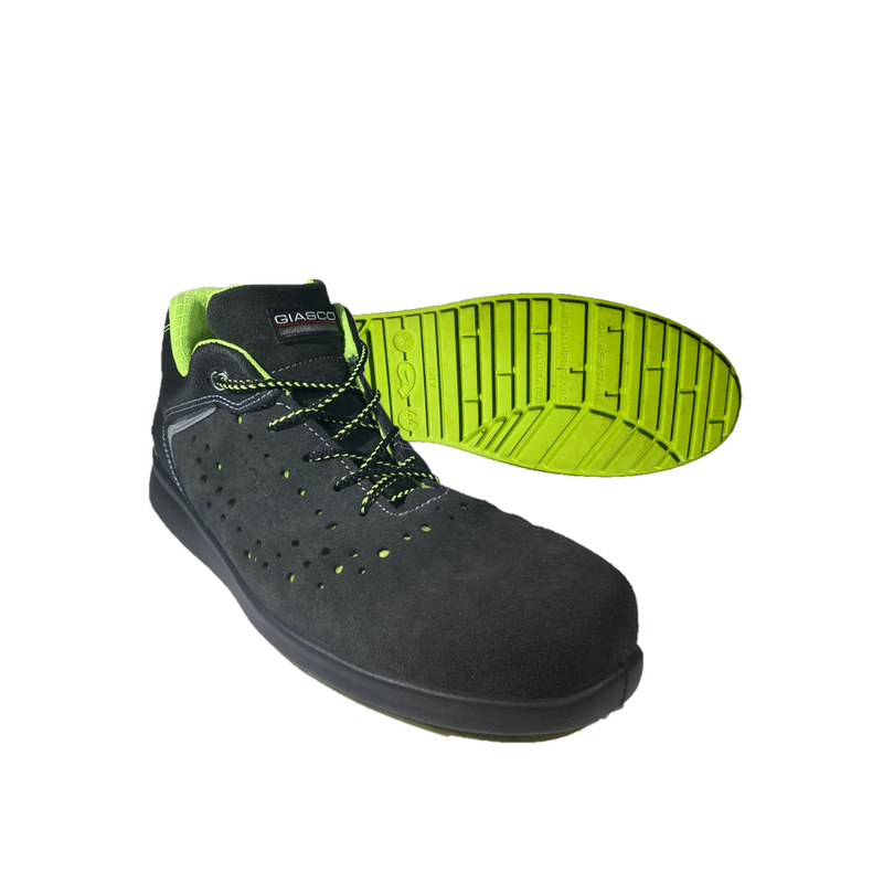 scarpa-antinfortunistica-DPI-bassa-da-lavoro-nero/verde-con-puntale-suola-antistatica-antiscivolo-antiperforazione-GIASCO-GEORGIA-S1P
