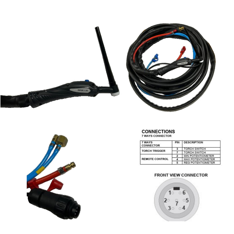 Torcia completa ERGON WP-26 attacco 3/8 Gas saldatura TIG Torcia completa ERGON WP-26 attacco 3/8 Gas saldatura TIG