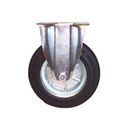 Ruota supporto fisso in lamiera d'acciaio, gommata 100x30 LAG 12458