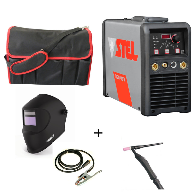 TIG HF welding machine complete with torch, mass cable and LCD mask JACKSON STEL DP 181 H