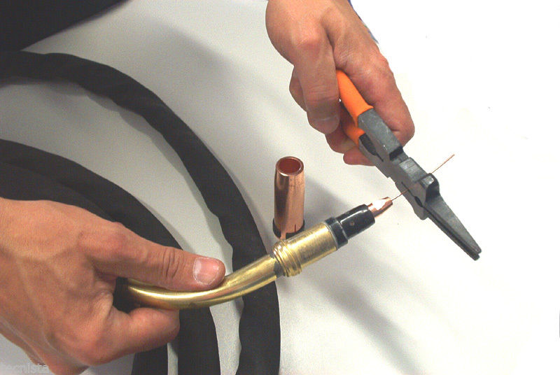 Multi-purpose torch caliper MIG cut thread, disassembled MIG nozzles, clean nozzle