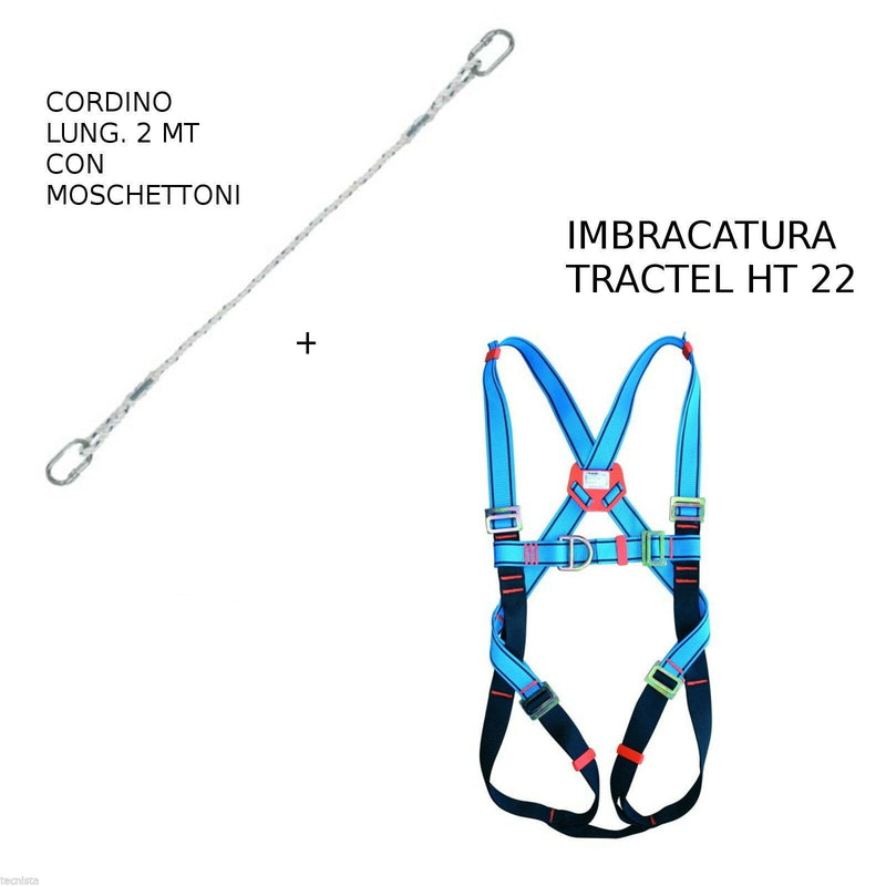 Imbracatura-di-sicurezza-individuale-Tractel-HT22-Taglia-M-L-XL-con-cordino-da-2mt-con-moschettoni-tecnista