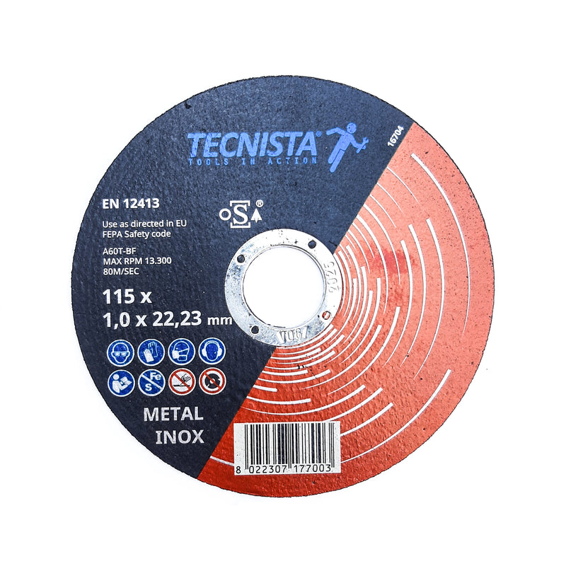 Dischi abrasivi TECNISTA molatura e taglio ferro/acciaio inox diametro 115  - 125 - 230 mm