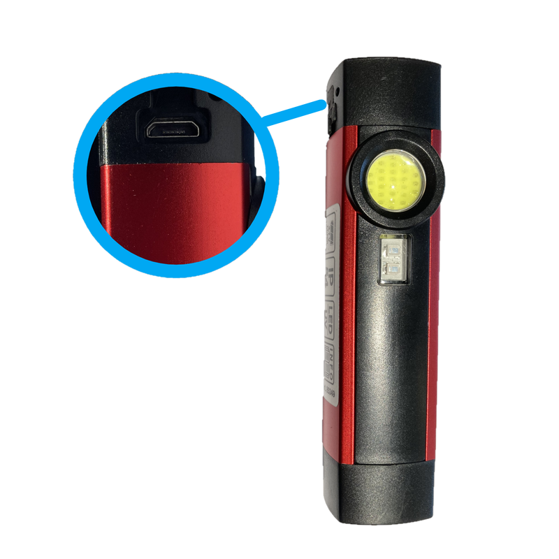 Mini torcia ricaricabile compatta e magnetica COB LED 1W e UV per ispezioni automotive BGS 85349