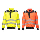Felpa-lavoro-alta-visibilità-nero/giallo-o-Nero/arancio-con-zip-taglie-dalla-S-alla-5XL-PORTWEST-PW370