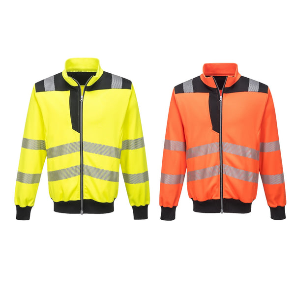 Felpa alta visibilità giallo o arancio con zip T. S-5XL PORTWEST PW370