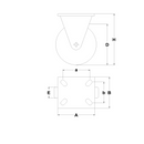 Ruota supporto fisso in lamiera d'acciaio, gommata 125x37,5 LAG 12462