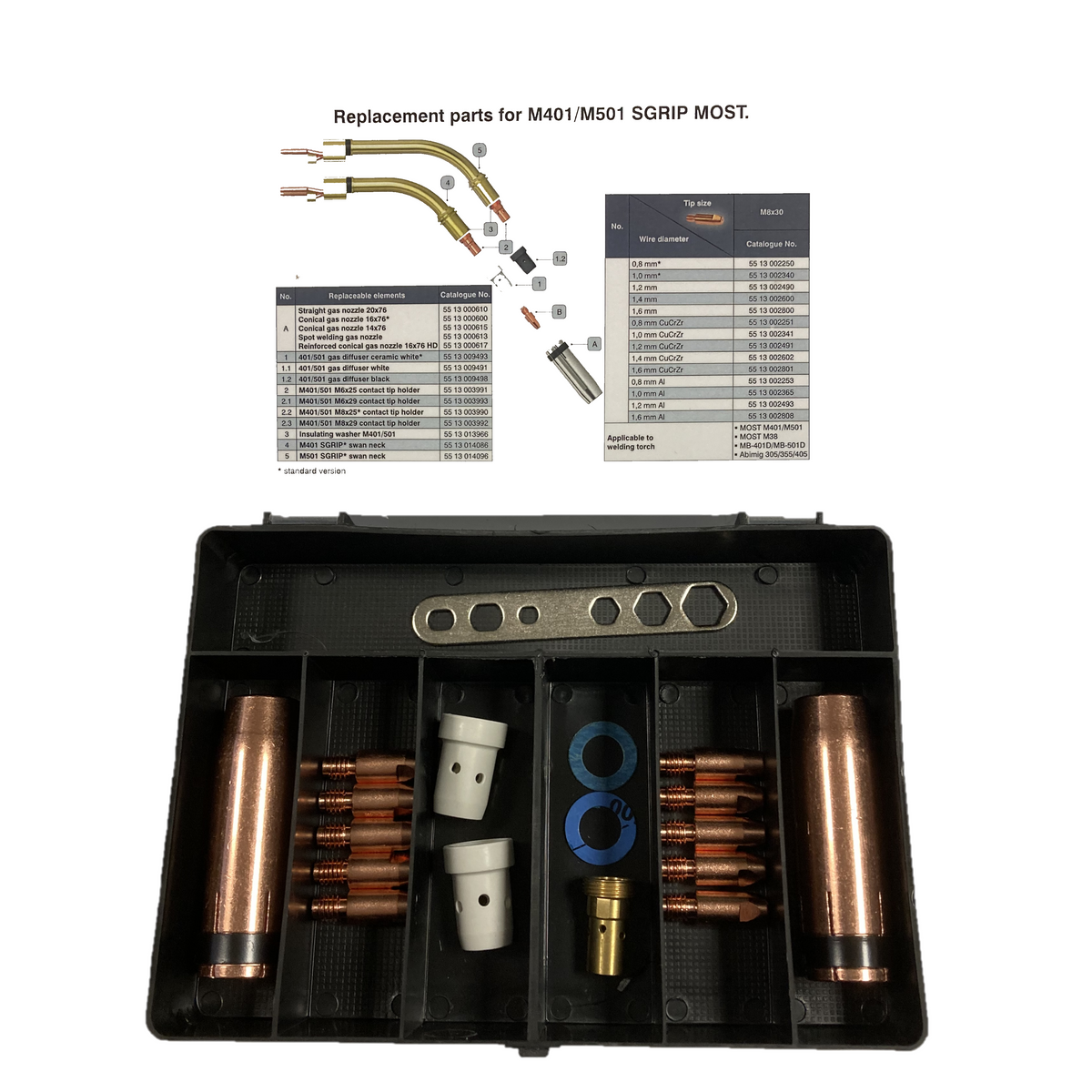 Set Ugelli Per Saldatura MIG | 14 Pezzi | Antiaderente | Rimovimento Scorie | Per Torce 15AK