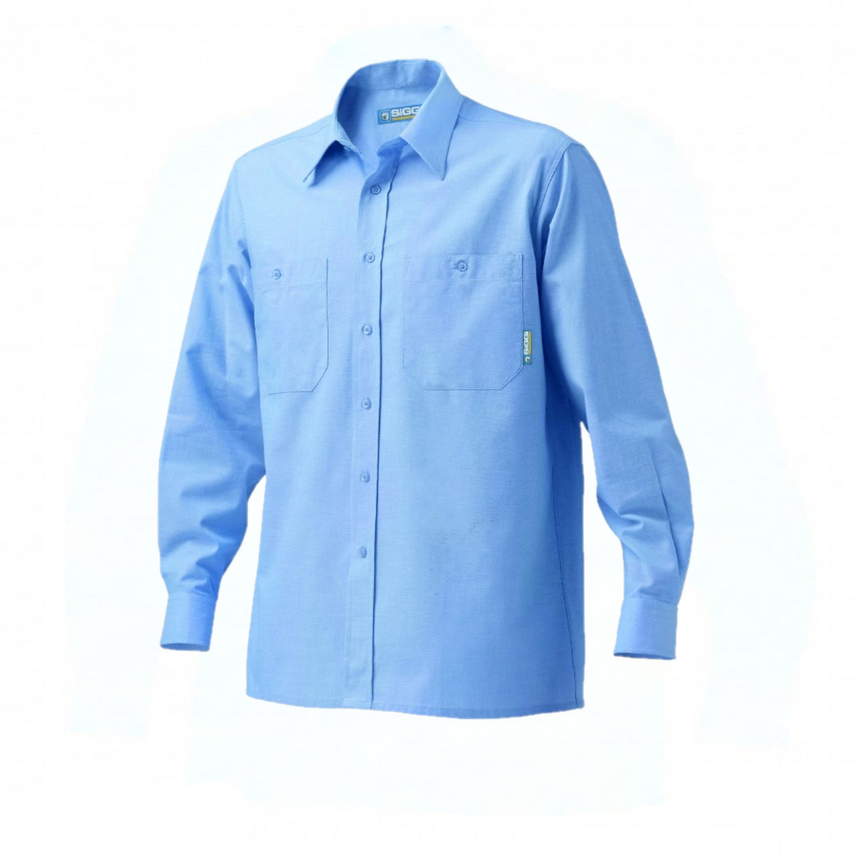 Camicia da lavoro 100% cotone a manica lunga Celeste SIGGI