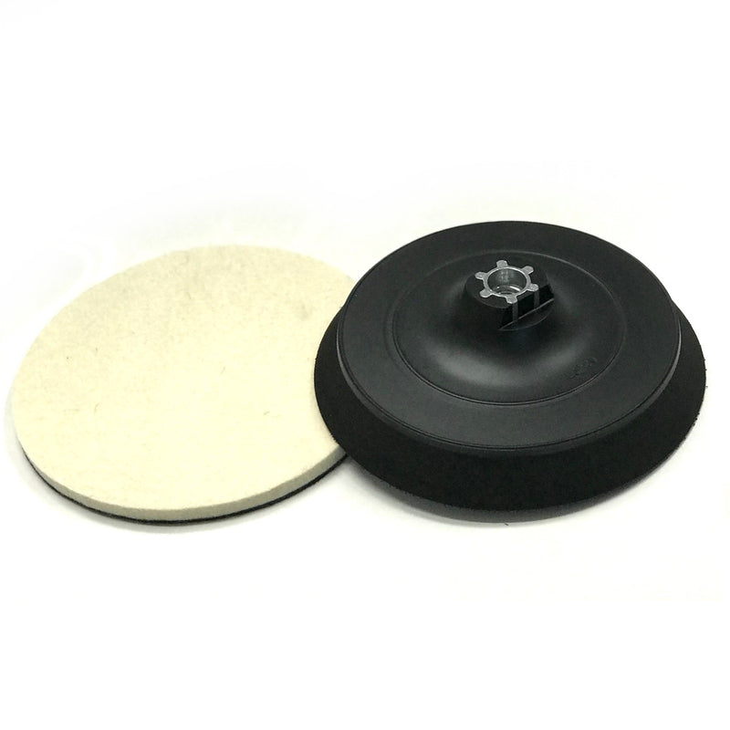 Welcome pad and felt disc D.150 mm attachment for standard M14 threaded pin