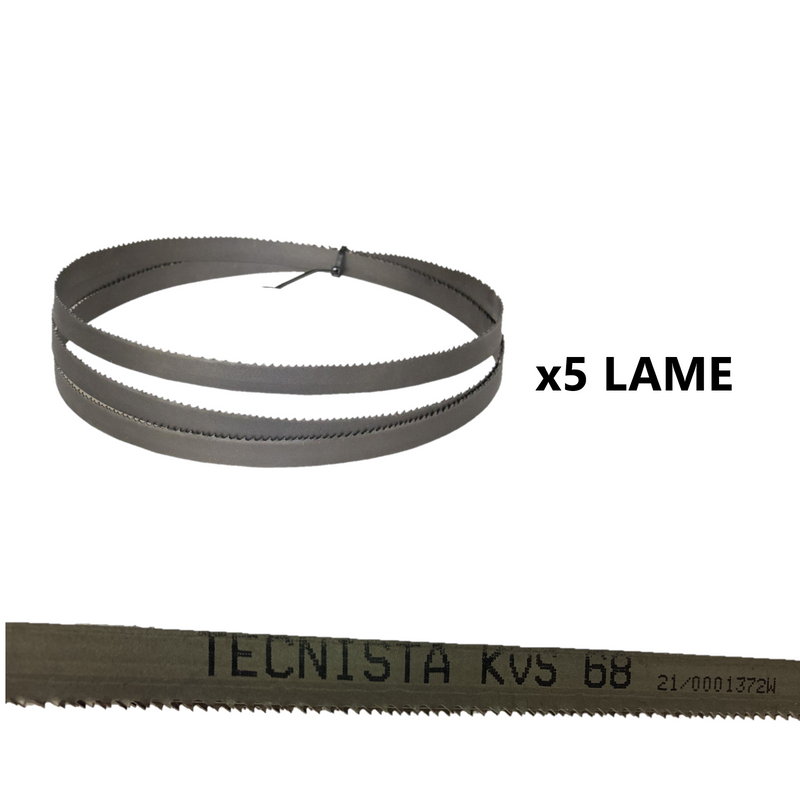 confezione-5-lame-sega-nastra-1440x13x0.65mm-dente-T6/10-per-ferro-inox-HSS-BI-METAL-made-in-Italy