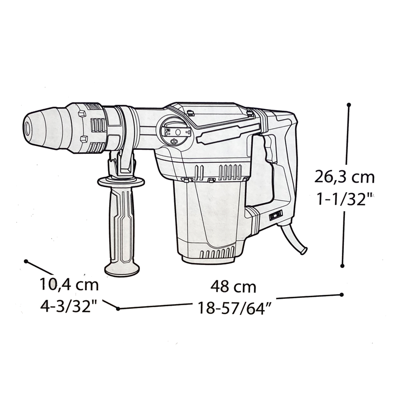 Martello perforatore tassellatore SDS MAX con punte Omaggio 10J 1250 W con regolazione della velocità CROWN