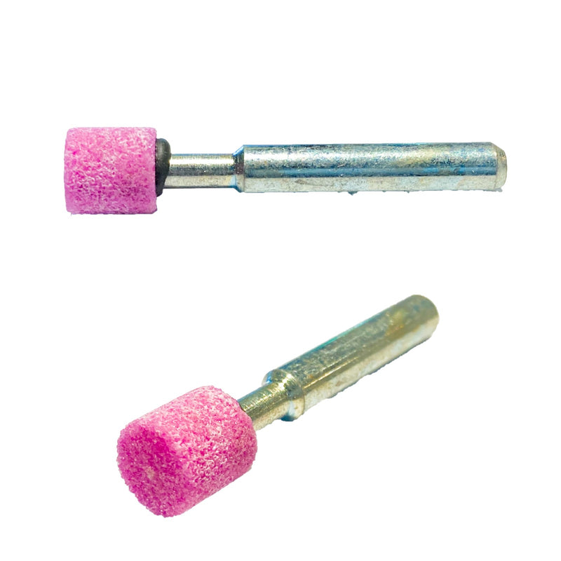 Moletta cilindrica con gambo diametro 6 mm in corindone rosa diversi modelli e diametri disponibili