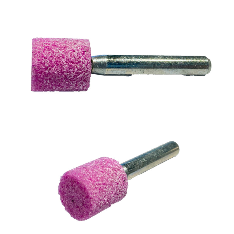 Moletta cilindrica con gambo diametro 6 mm in corindone rosa diversi modelli e diametri disponibili