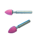 Cylindrical pointed wheel with 6 mm diameter shank in pink corundum 4 models available
