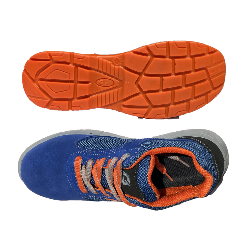 Summer safety shoe Bassa Linux S1P blue and orange color from 41 to 46
